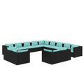 Black 13-Piece PE Rattan Outdoor Sectional Sofa C384776