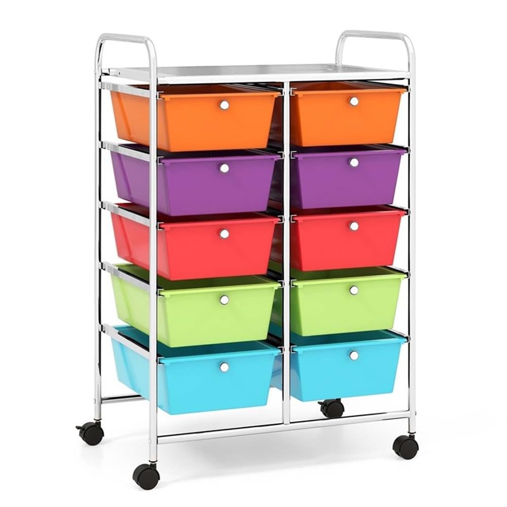 10 Drawer Plastic Storage Cart with Lockable Wheels H693412