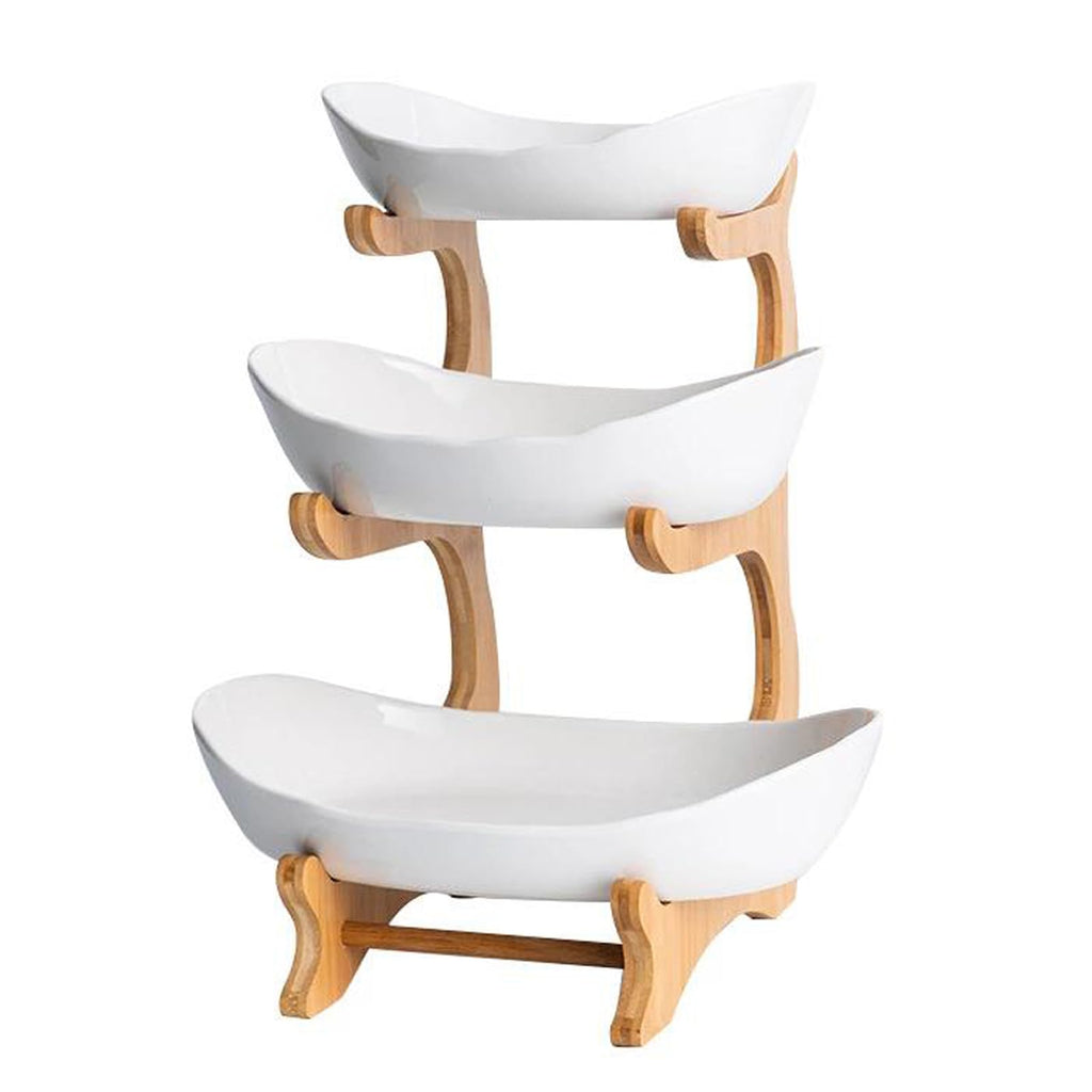 3 Tier White Ceramic Fruit Basket K948641