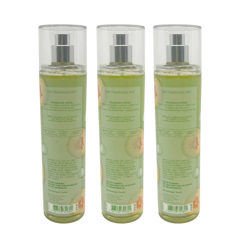 Cucumber Melon Fine Fragrance Mist 8 fl oz Pack of 3 X723