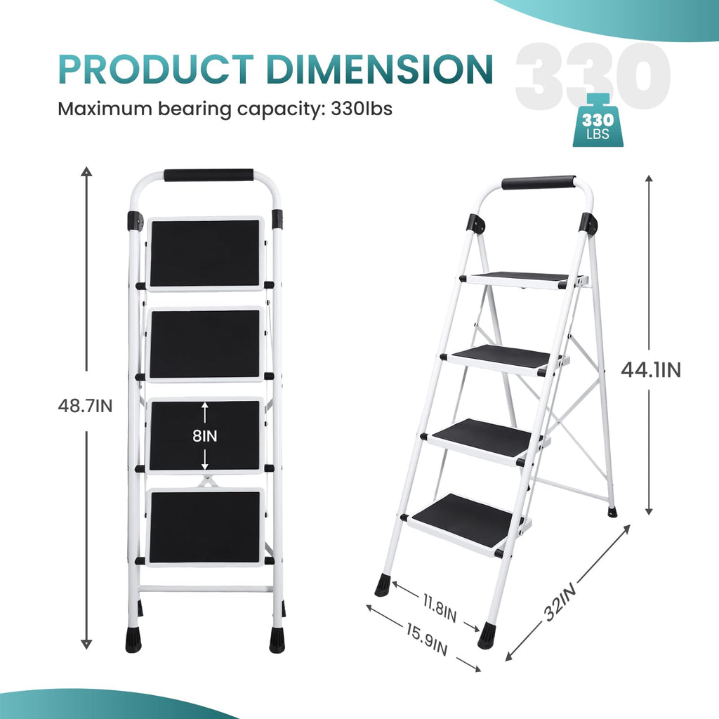 4 Step Foldable Step Stool with Anti-Slip Pedal J996