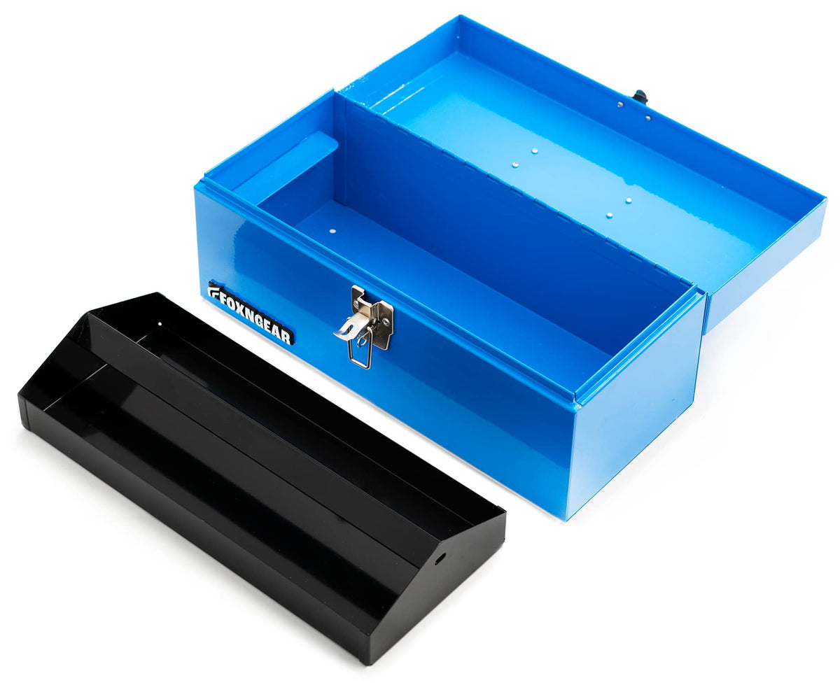 16" Steel Heavy-duty Tool Box with Metal Latch and Handle Blue I845779