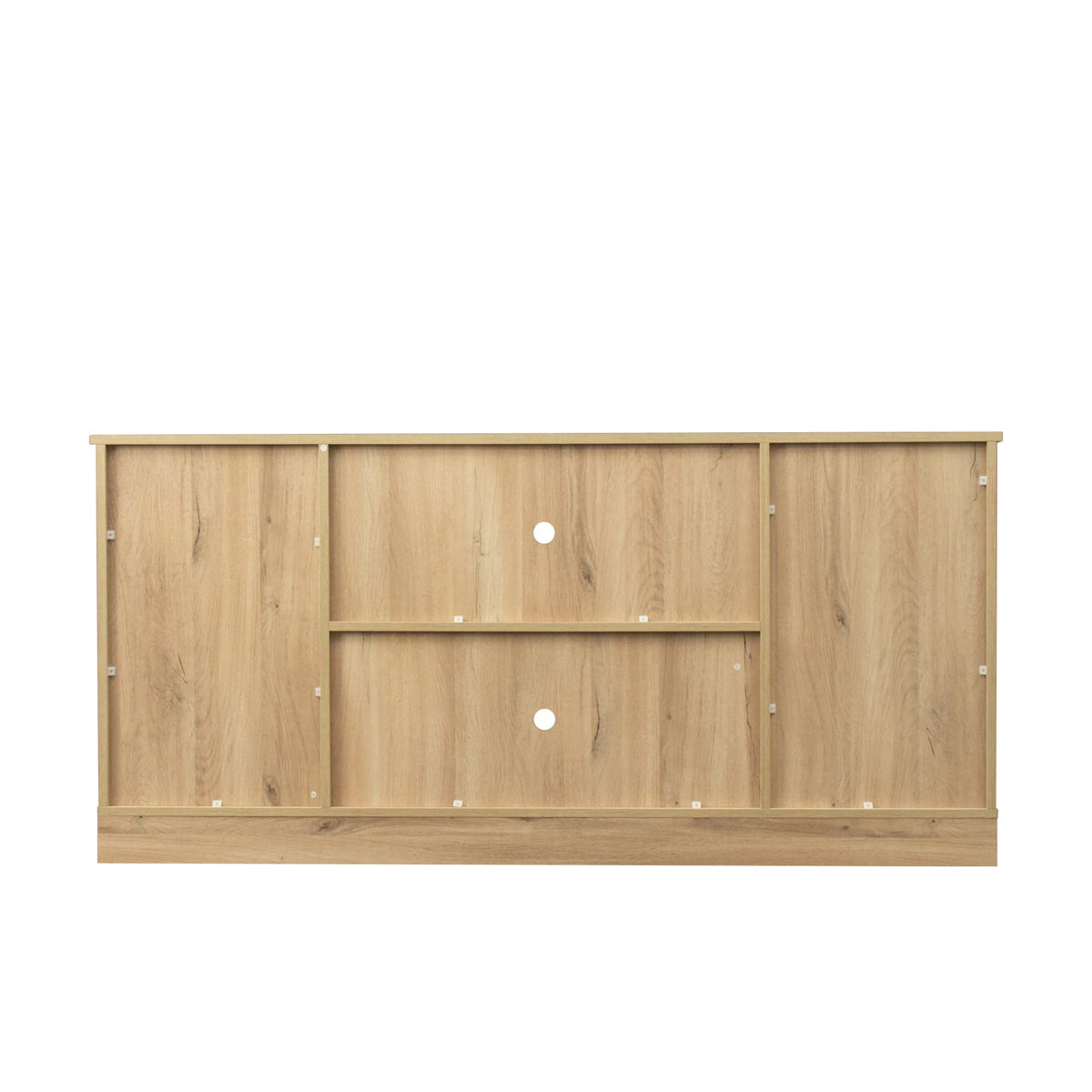 Sliding Barn Door Wood TV Stand with Adjustable Shelves V24498