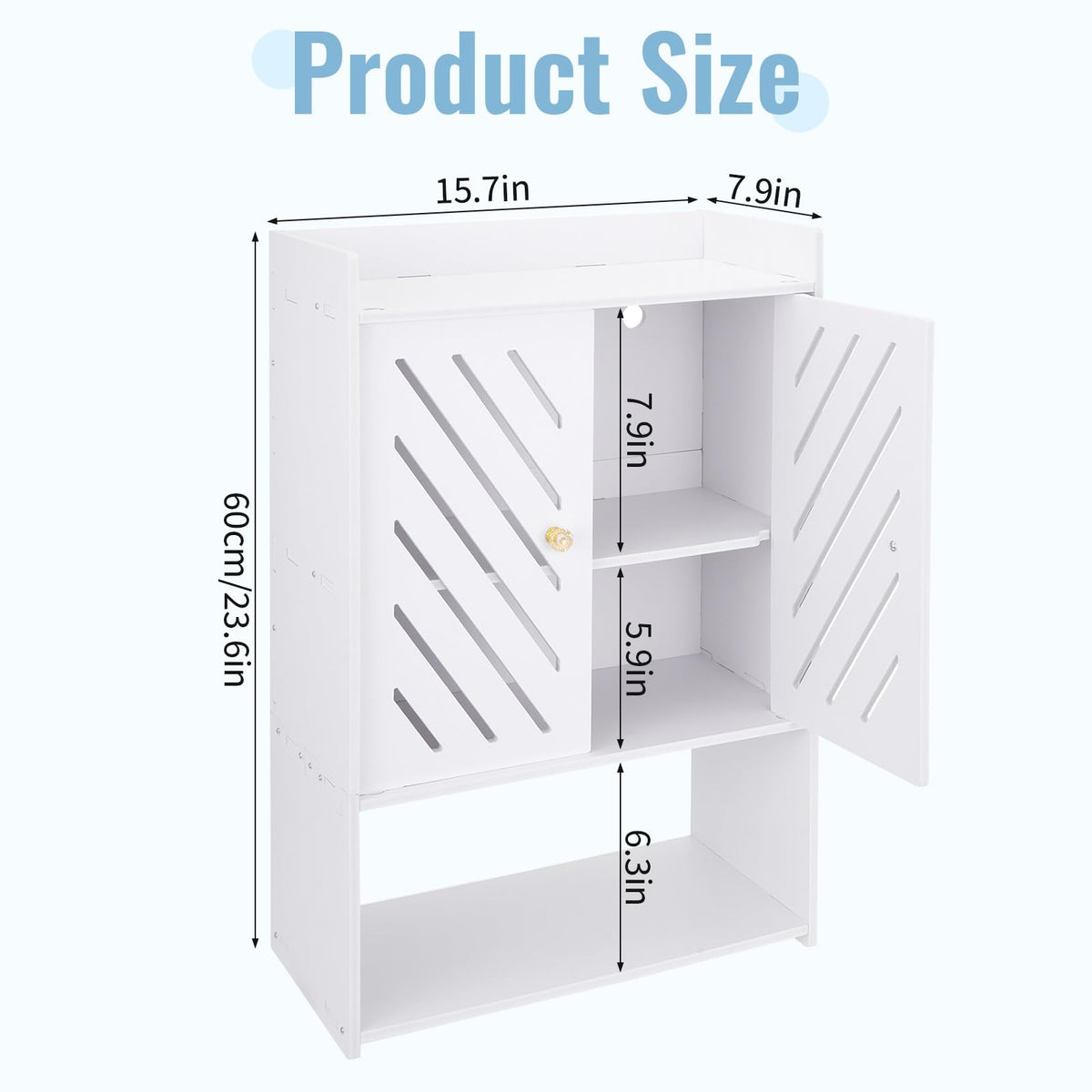 Wall Mounted 4-Tier White Bathroom Storage Cabinet with Door and Shelf Z4472