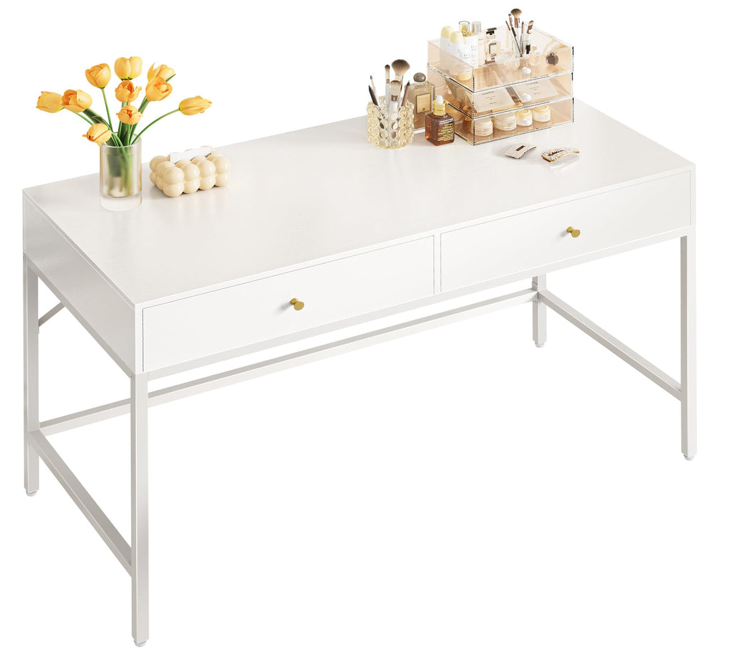 White Vanity Desk with Drawers D558