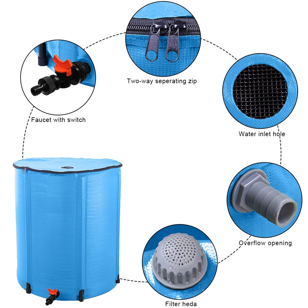 50 Gallon Blue Collapsible Rain Barrel H226