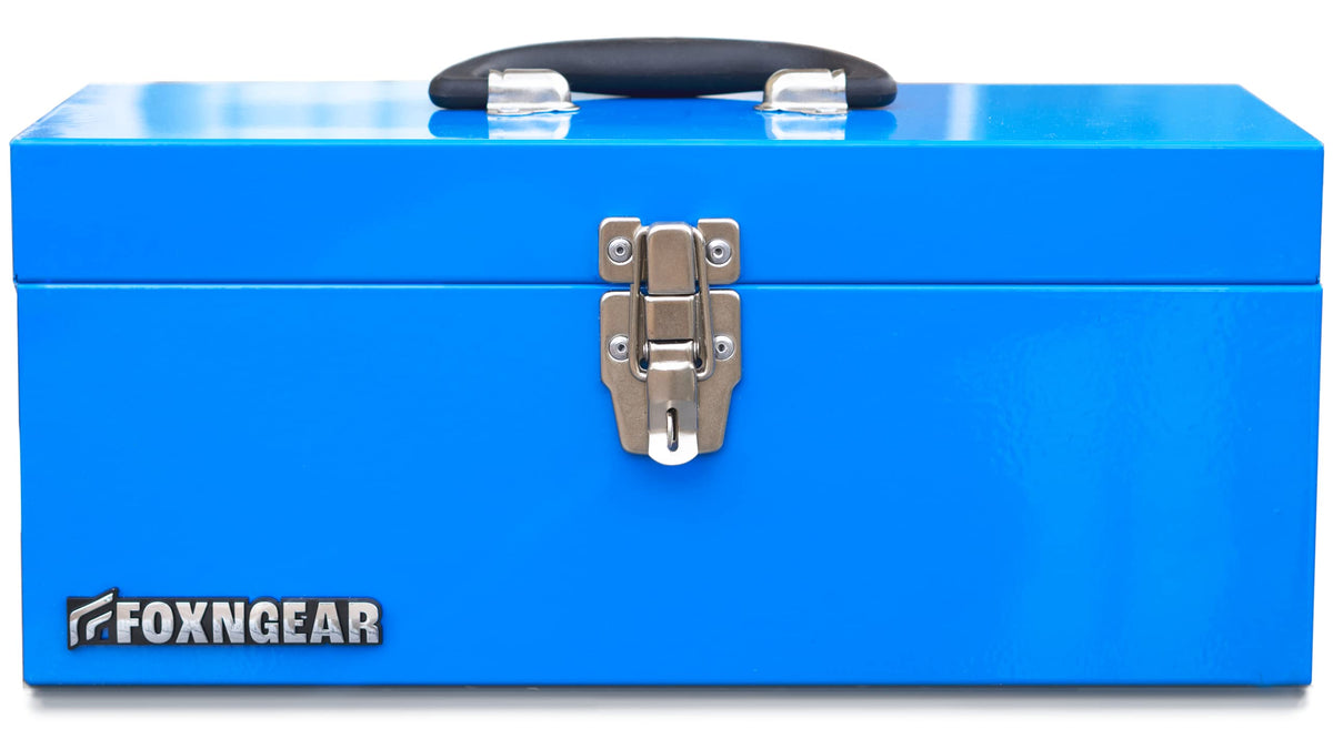 16" Steel Heavy-duty Tool Box with Metal Latch and Handle Blue I845779
