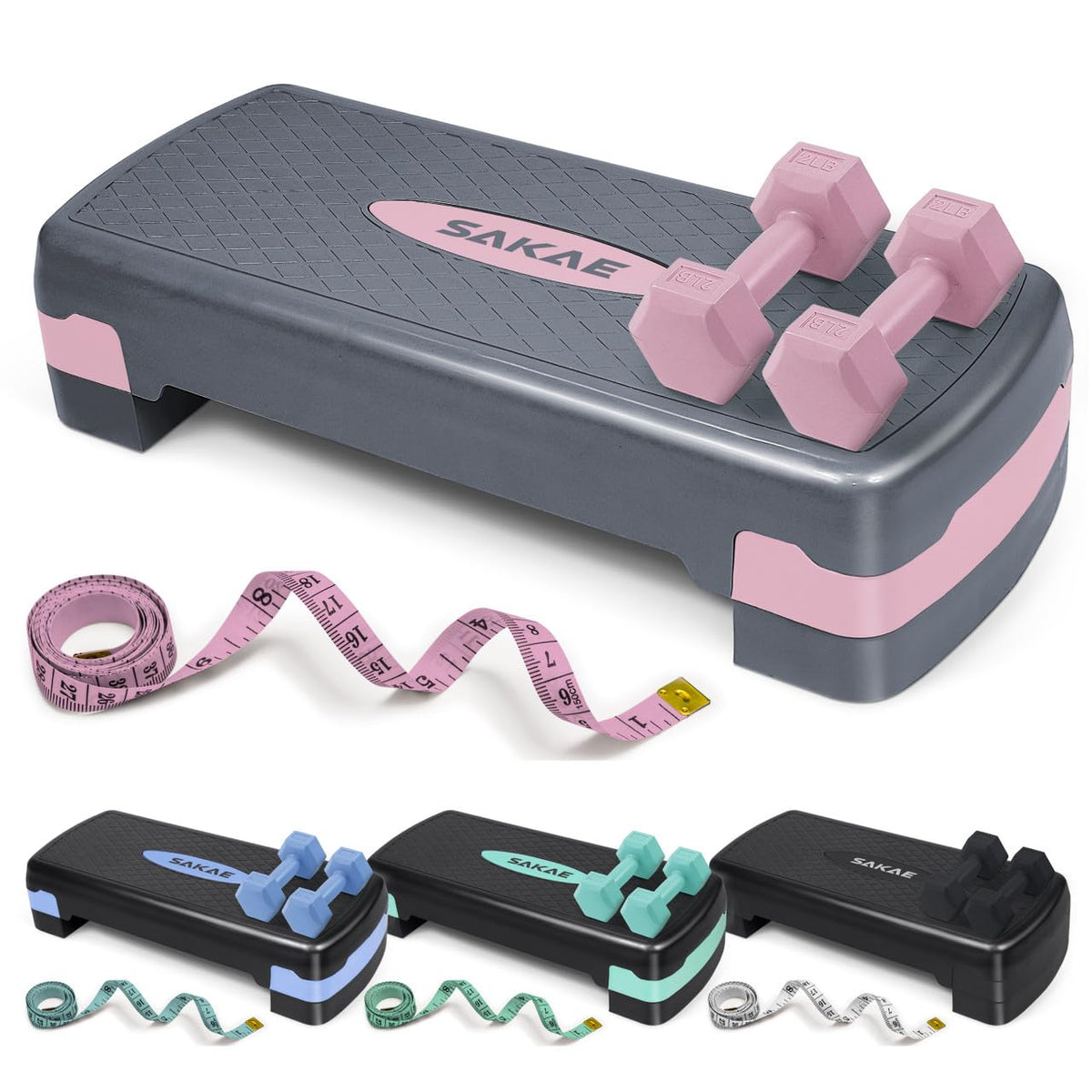 Adjustable Aerobic Step Platform Set with Dumbbells & Measuring Tape B30984