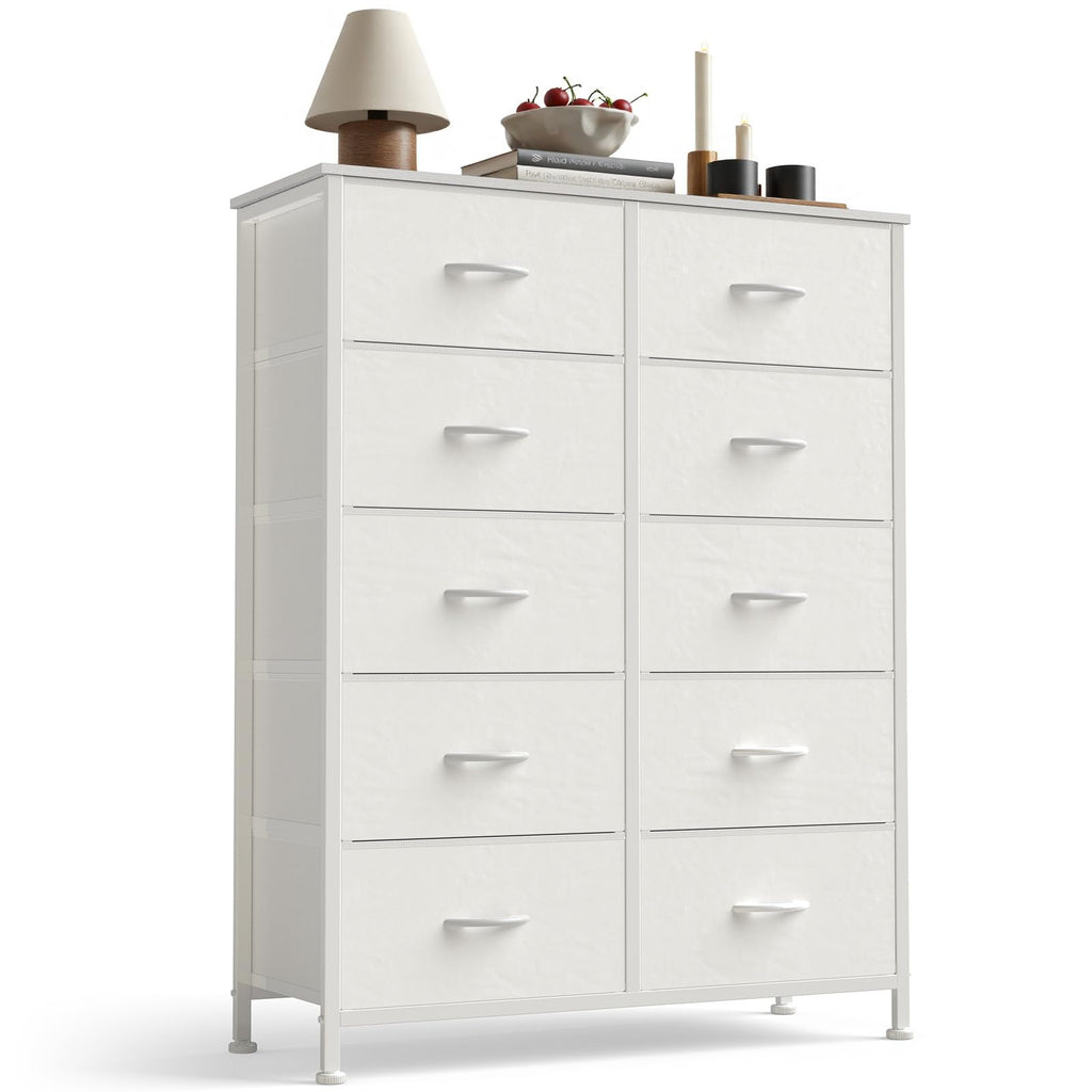 White 10 Drawer Tall Dresser K955807