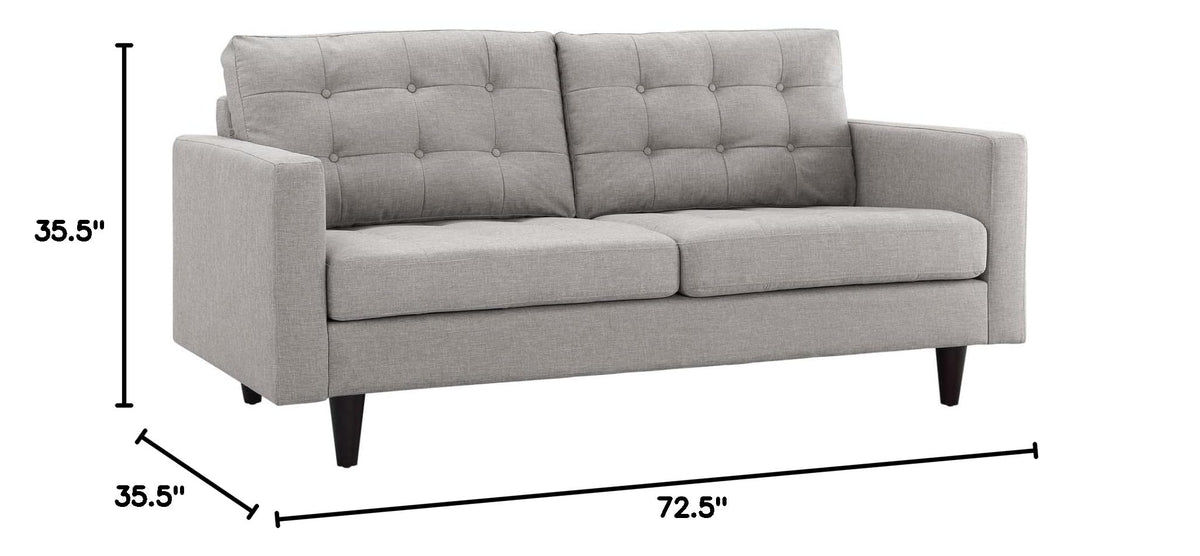 Light Gray Upholstered Fabric Loveseat K1639