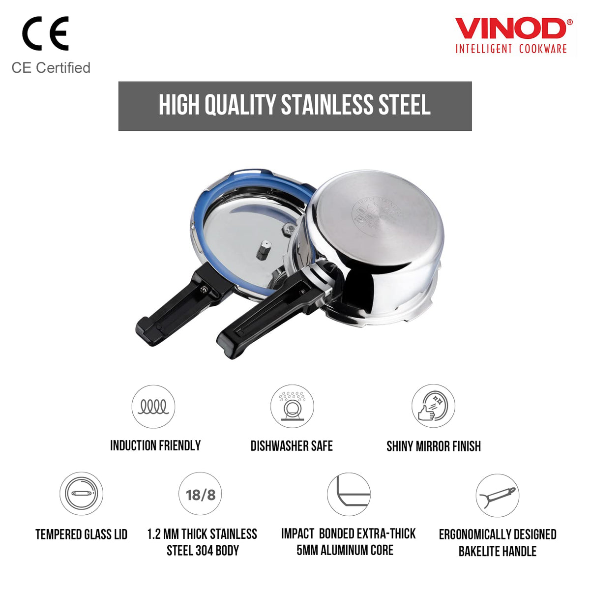 Stainless Steel Pressure Cooker, Outer Lid, 3 Litre Q4109