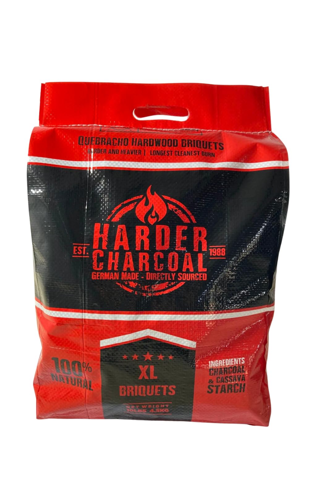 XL Quebracho Hardwood Briquets, Natural Wood Charcoal with Cassava Starch (10 LB) E336086