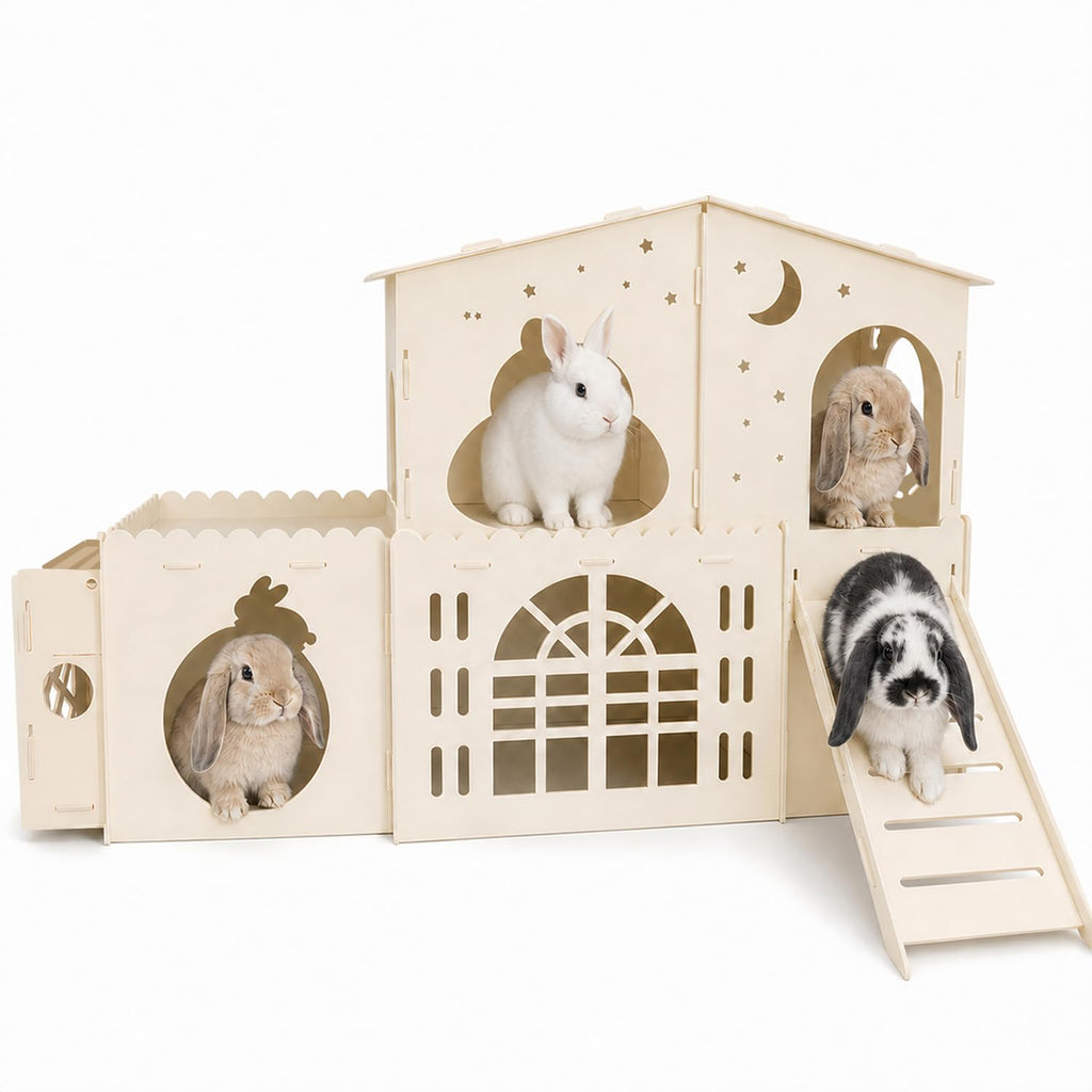2-Story Wooden Rabbit House J454