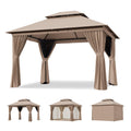 12'x10' Outdoor Gazebo with Curtain & Mosquito Netting, Beige N1048