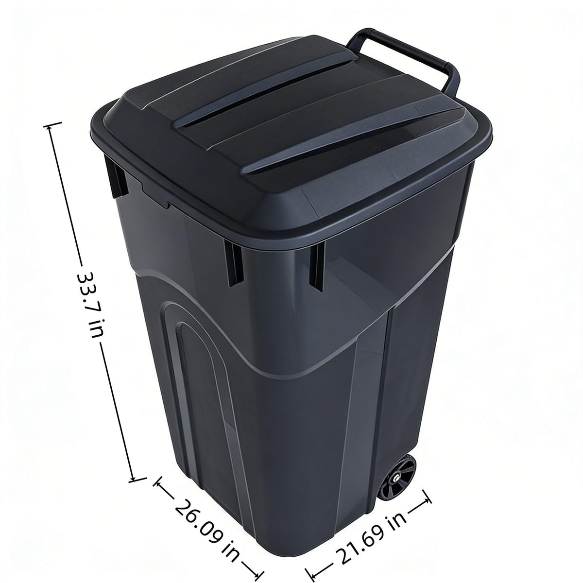 32 Gallon Plastic Outdoor Trash Can with Lid & Wheels I205