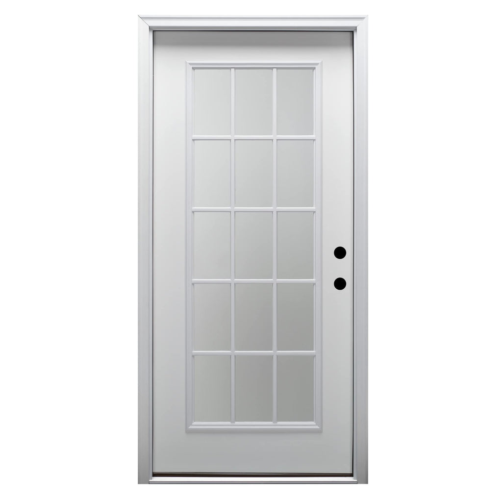 Steel Primed Left Hand In-Swing 15 Lite Clear Glass Front Door Y16982