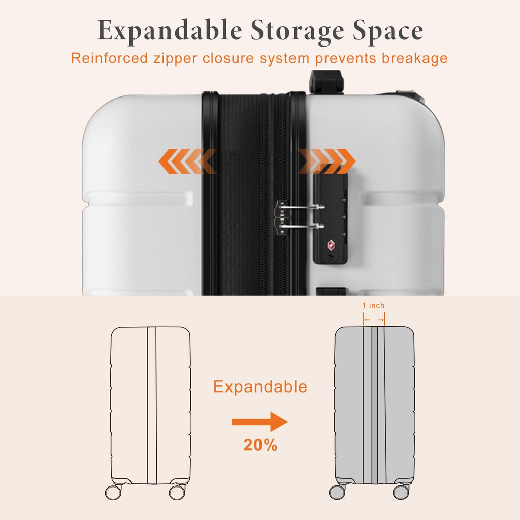 20 Inch White Hard Shell Carry on Luggage B922583