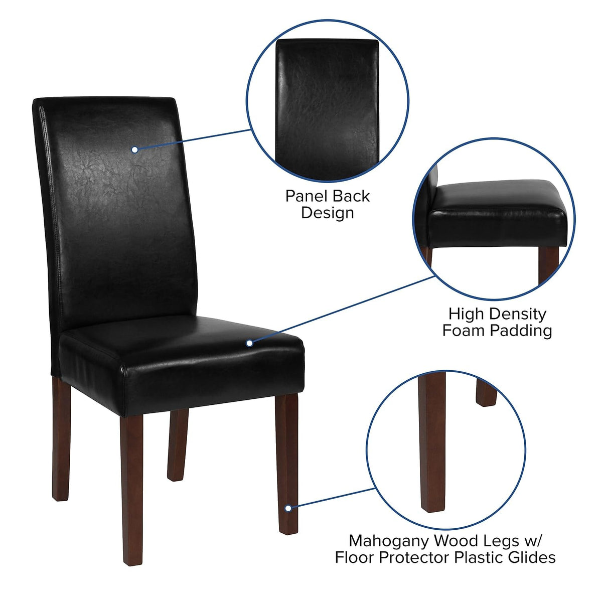 Black LeatherSoft Parsons Dining Chair G399953