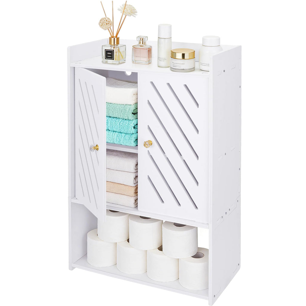 Wall Mounted 4-Tier White Bathroom Storage Cabinet with Door and Shelf Z4472