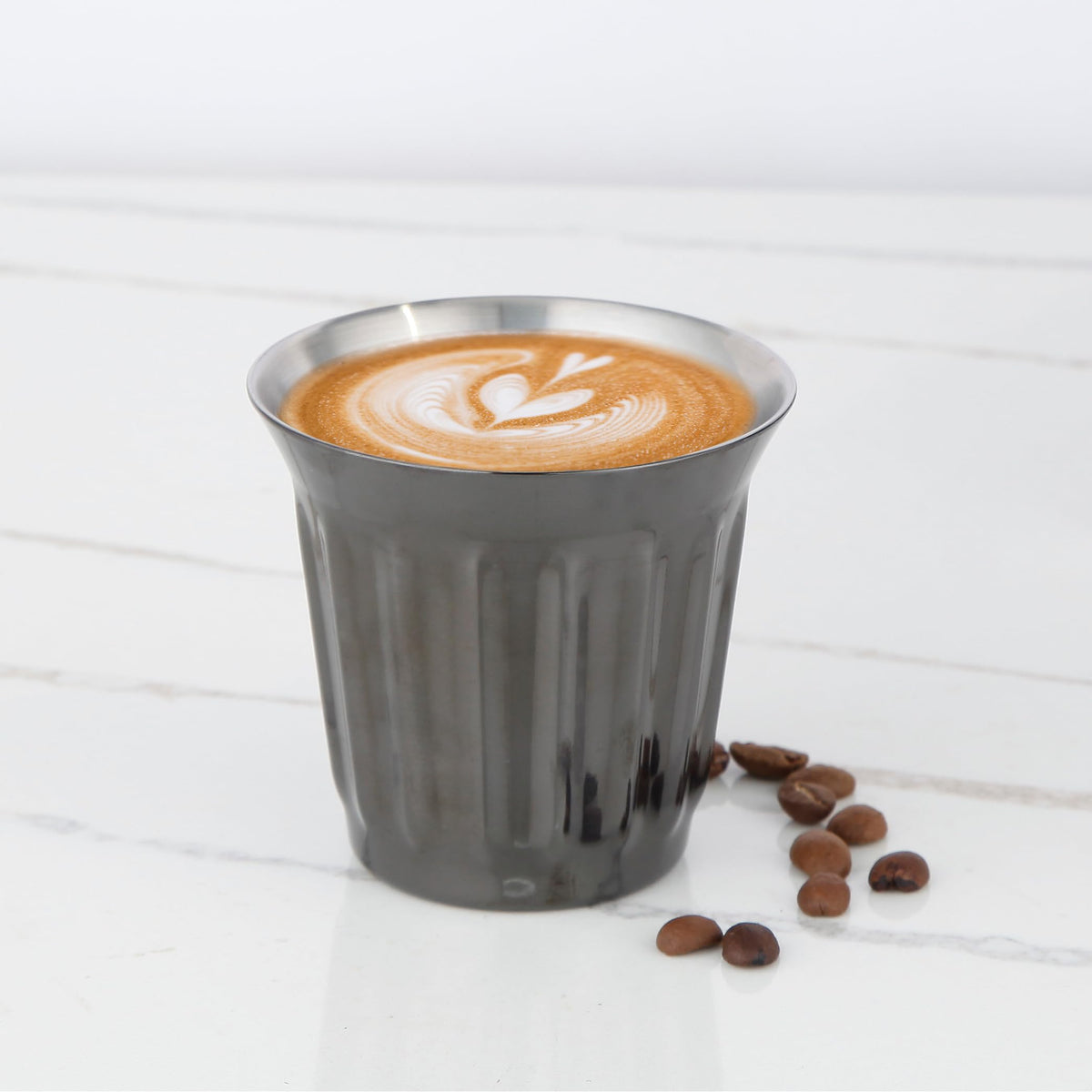 French Press 12 oz, Stainless Steel Double-Wall Espresso Cups 5 oz Set of 2 D2185