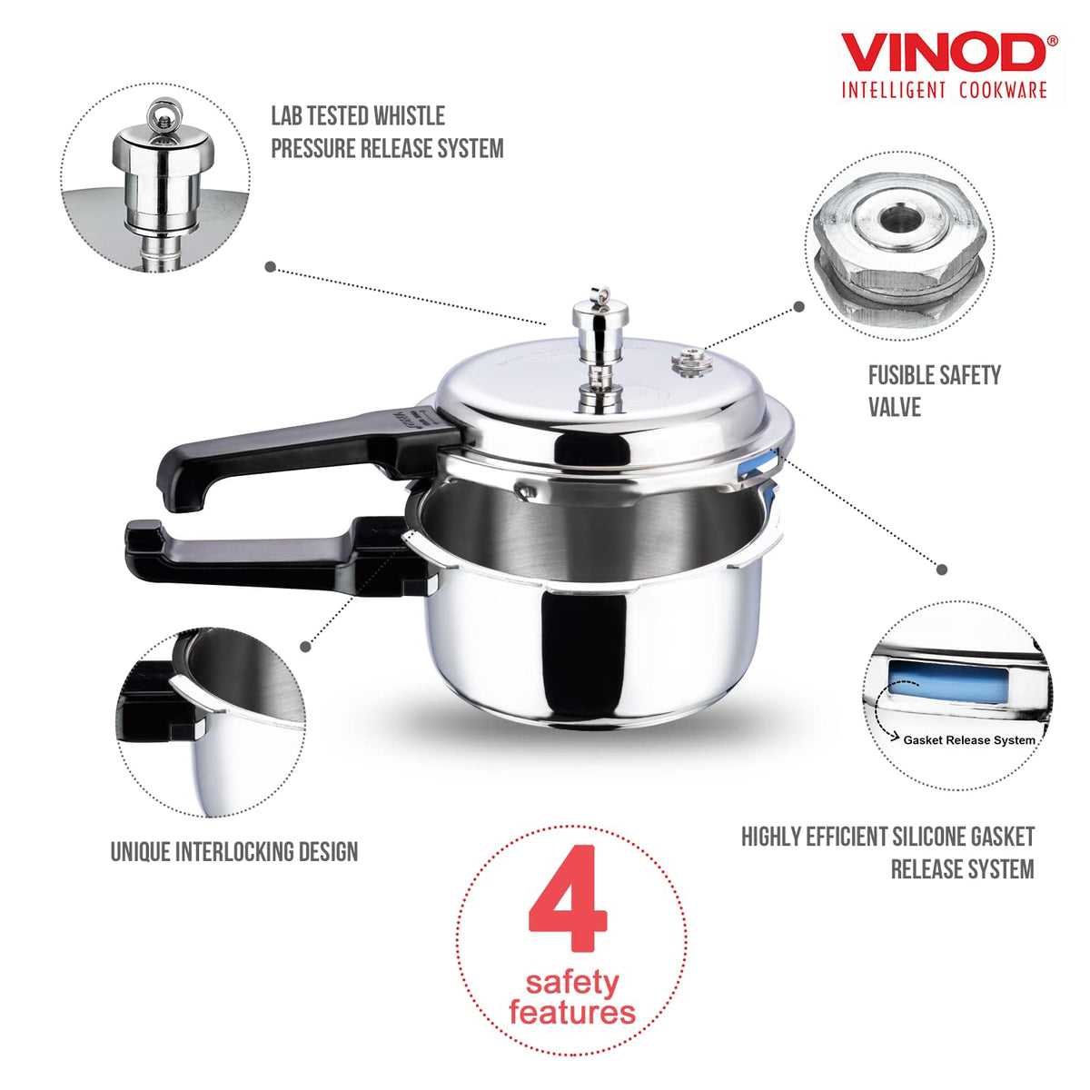 Stainless Steel Pressure Cooker, Outer Lid, 3 Litre Q4109