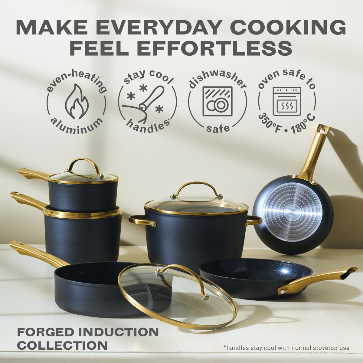 12 Piece Black Ceramic Nonstick Cookware Set V36934