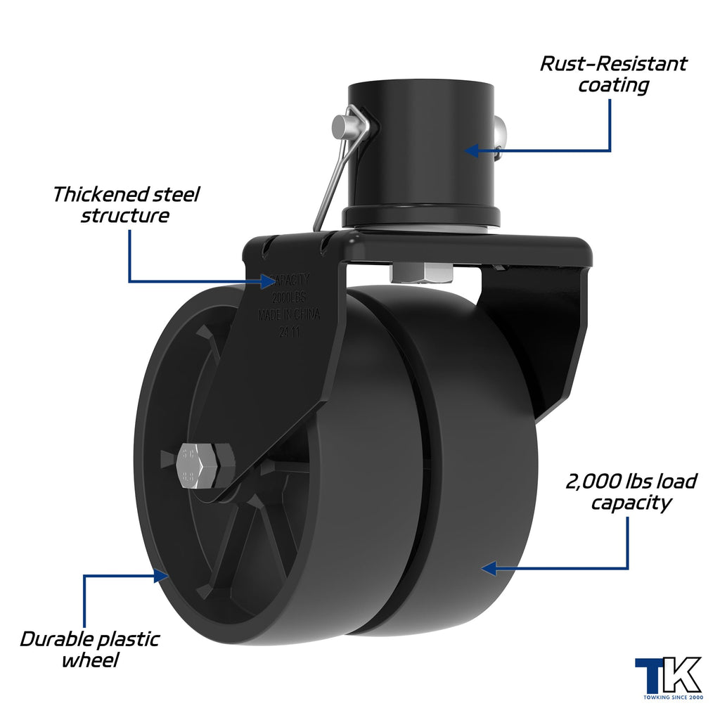 Dual 6" Trailer Jack Swivel Caster Wheel L388