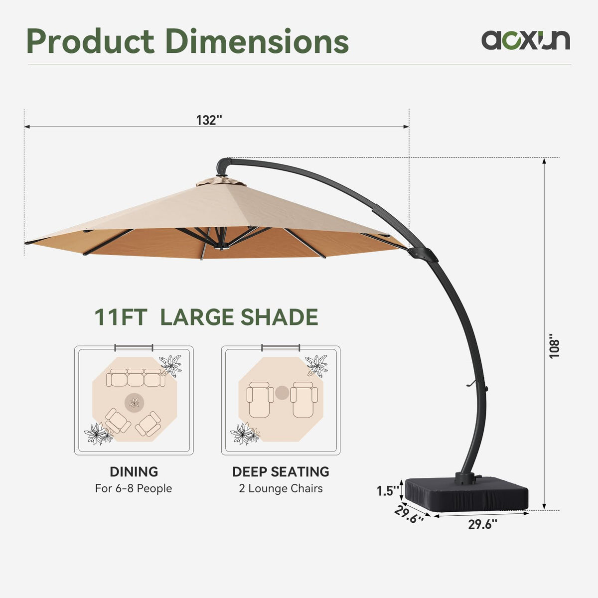 11 FT Aluminum Offset Cantilever Umbrella L462