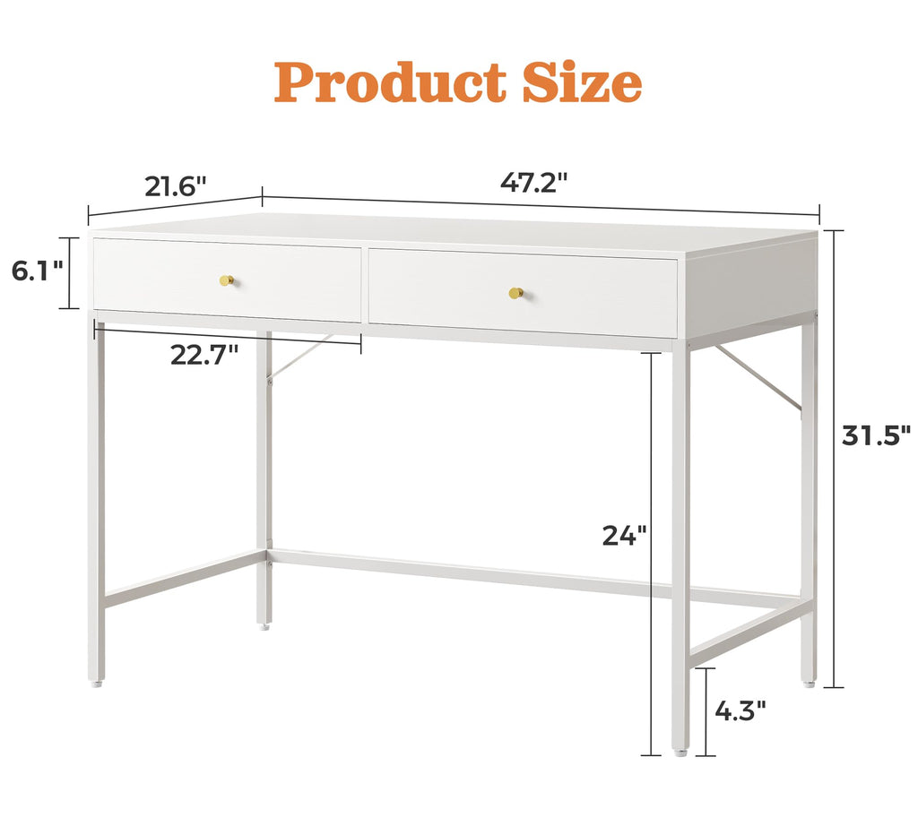 White Vanity Desk with Drawers D558