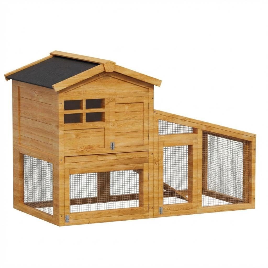 54" 2-Tier Wooden Rabbit Hutch L189553