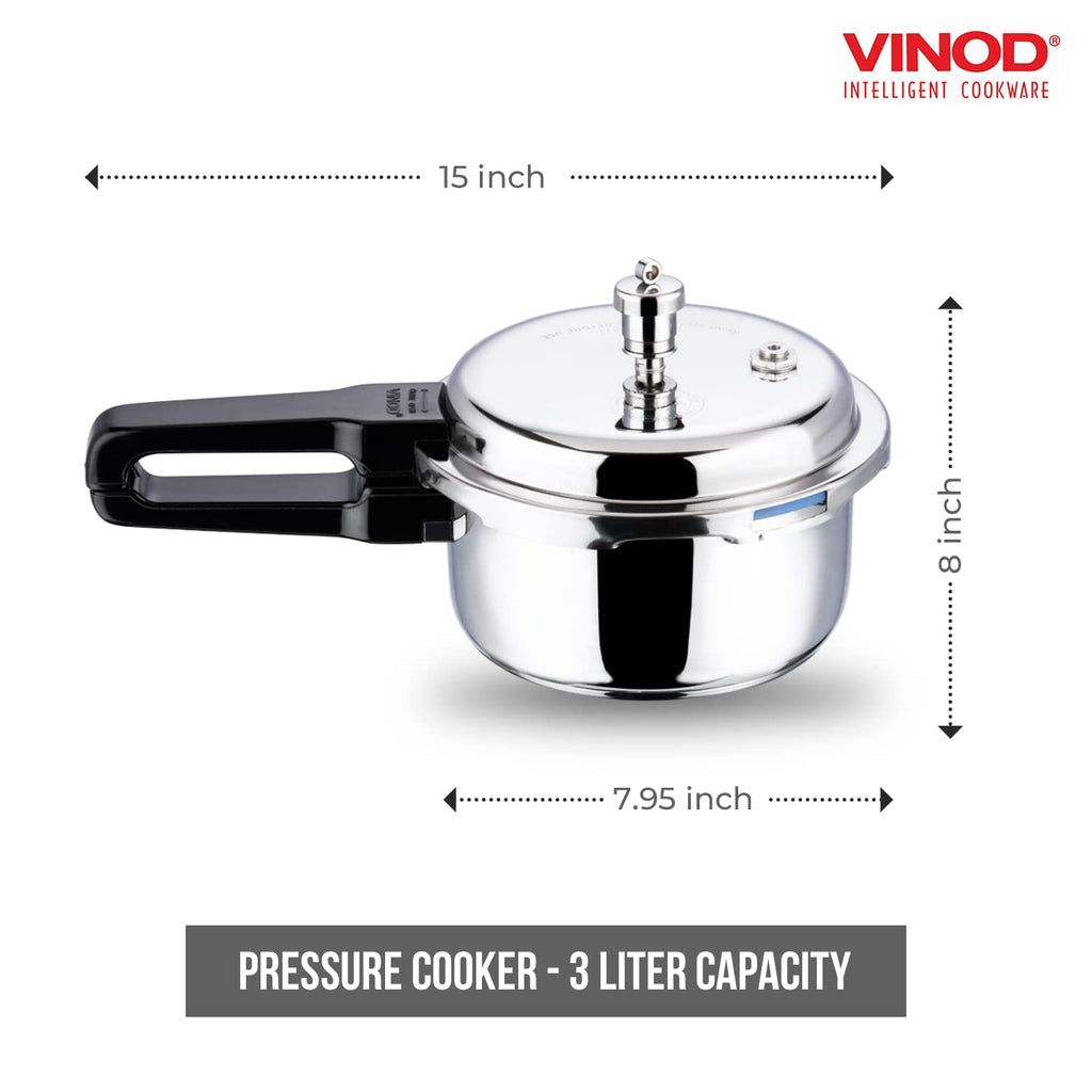 Stainless Steel Pressure Cooker, Outer Lid, 3 Litre Q4109