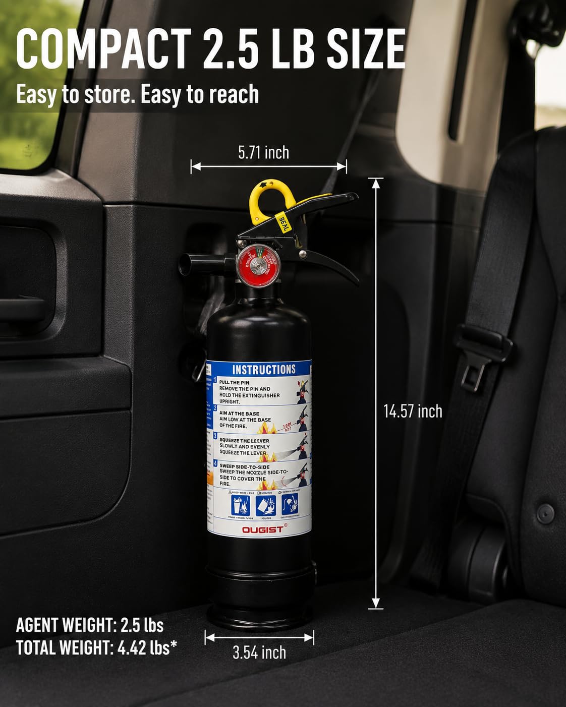 Car Fire Extinguisher 2.5lb Dry Chemical 1 Pack D65193