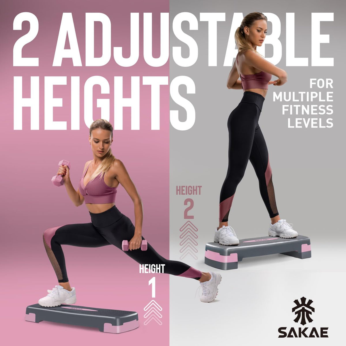 Adjustable Aerobic Step Platform Set with Dumbbells & Measuring Tape B30984