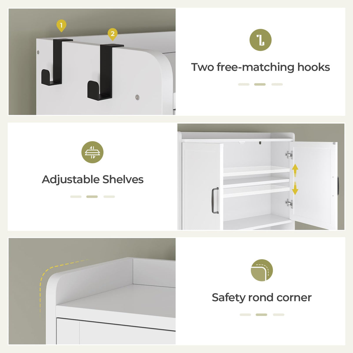 White Over The Toilet Storage Cabinet with Adjustable Shelf O98763