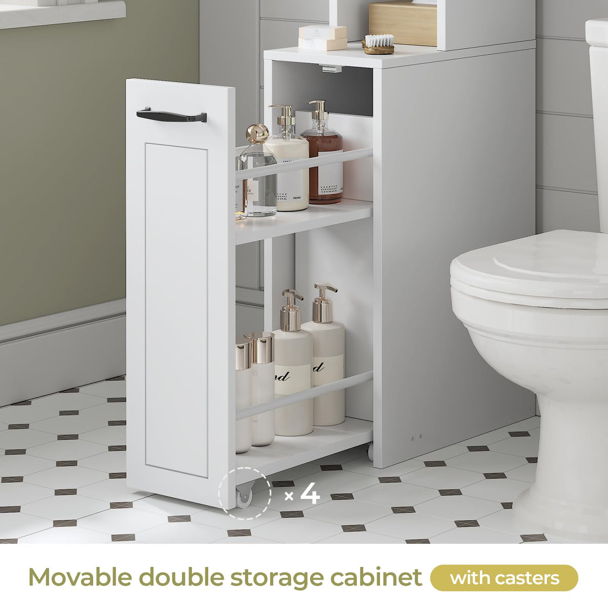 White Over The Toilet Storage Cabinet with Adjustable Shelf O98763