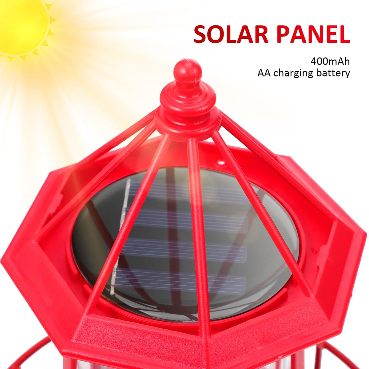Rotating Metal Solar Lighthouse R32639