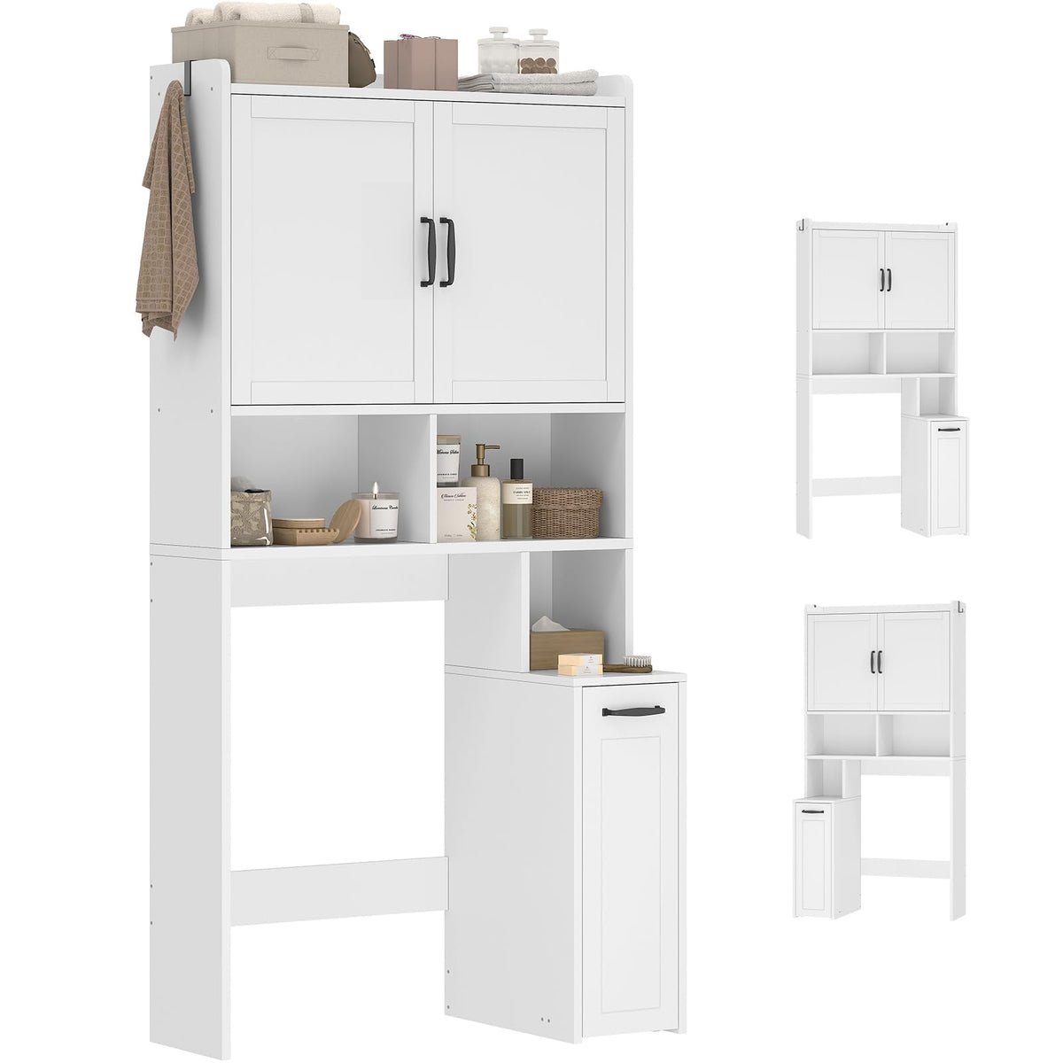 White Over The Toilet Storage Cabinet with Adjustable Shelf O98763
