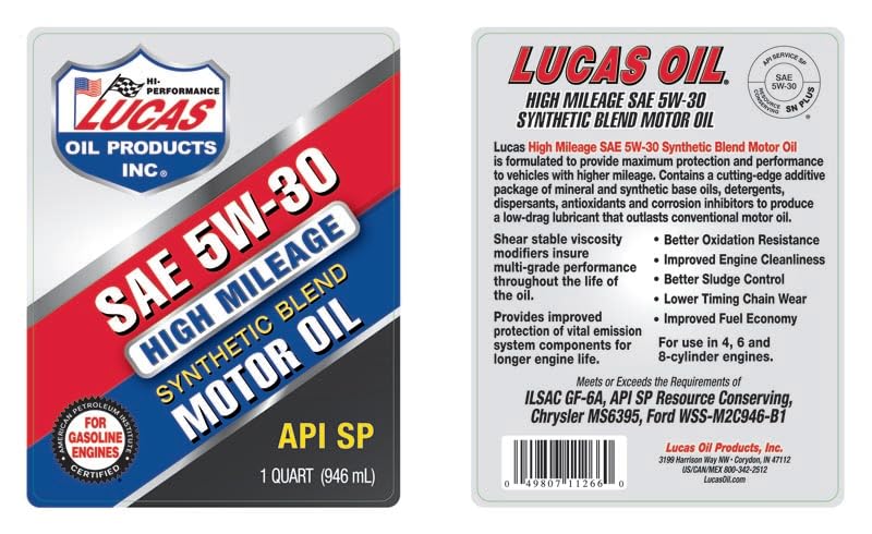 Synthetic Blend High Mileage 5w-30 Motor Oil 1 Quart F996