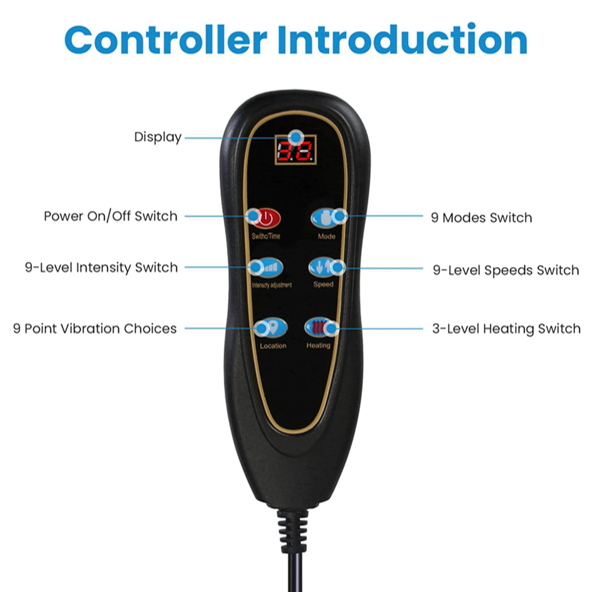 Full Body Electric Heating Vibration Massage Mat Cushion N4109