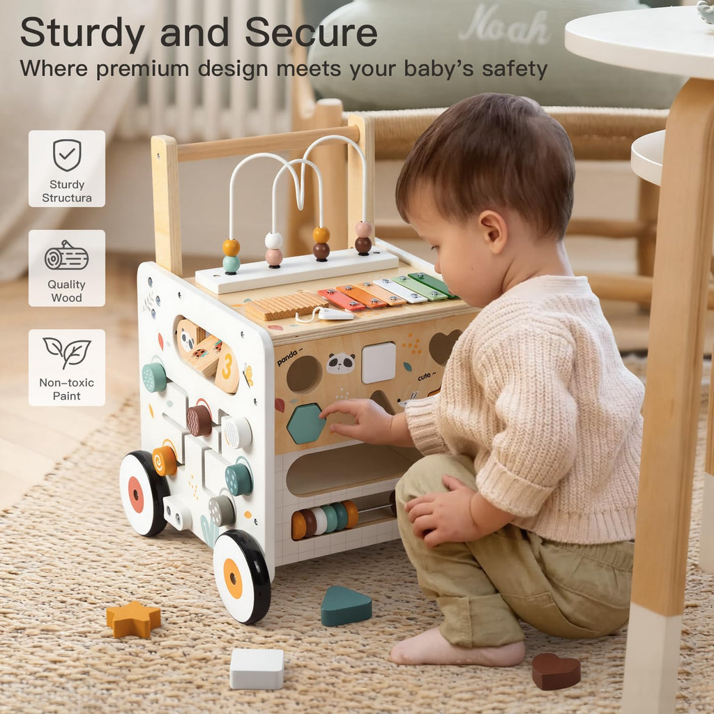 Wooden Baby Walker Activity Cube Push Walker U998354