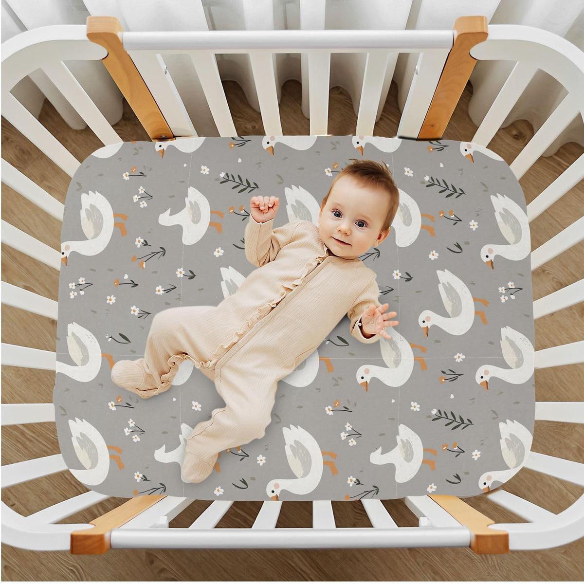 Soft Breathable Microfiber Crib Sheet Fits Standard Size Crib Mattress D6475