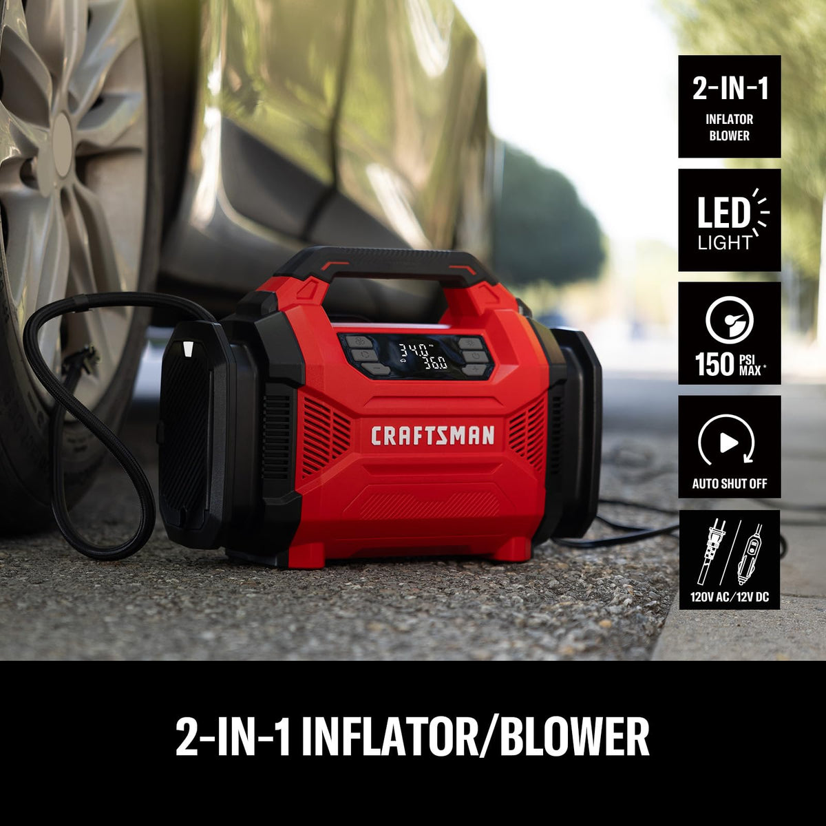 Dual Power Tire Inflator with Digital Gauge K6116
