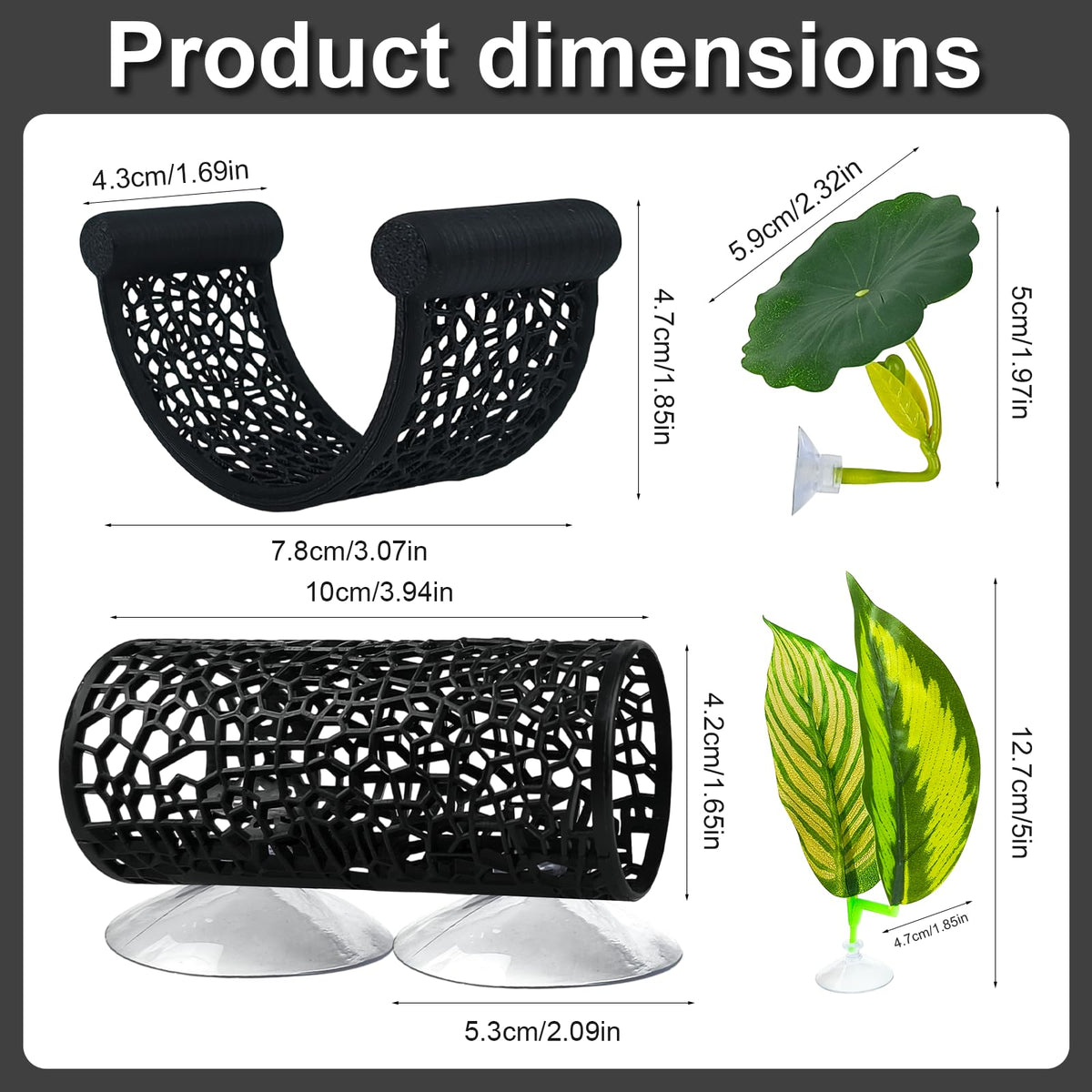 Betta Hammock Set, Fish Tank Decor, Fish Hammock & Hide Tunnel Betta Leaf Pad G168