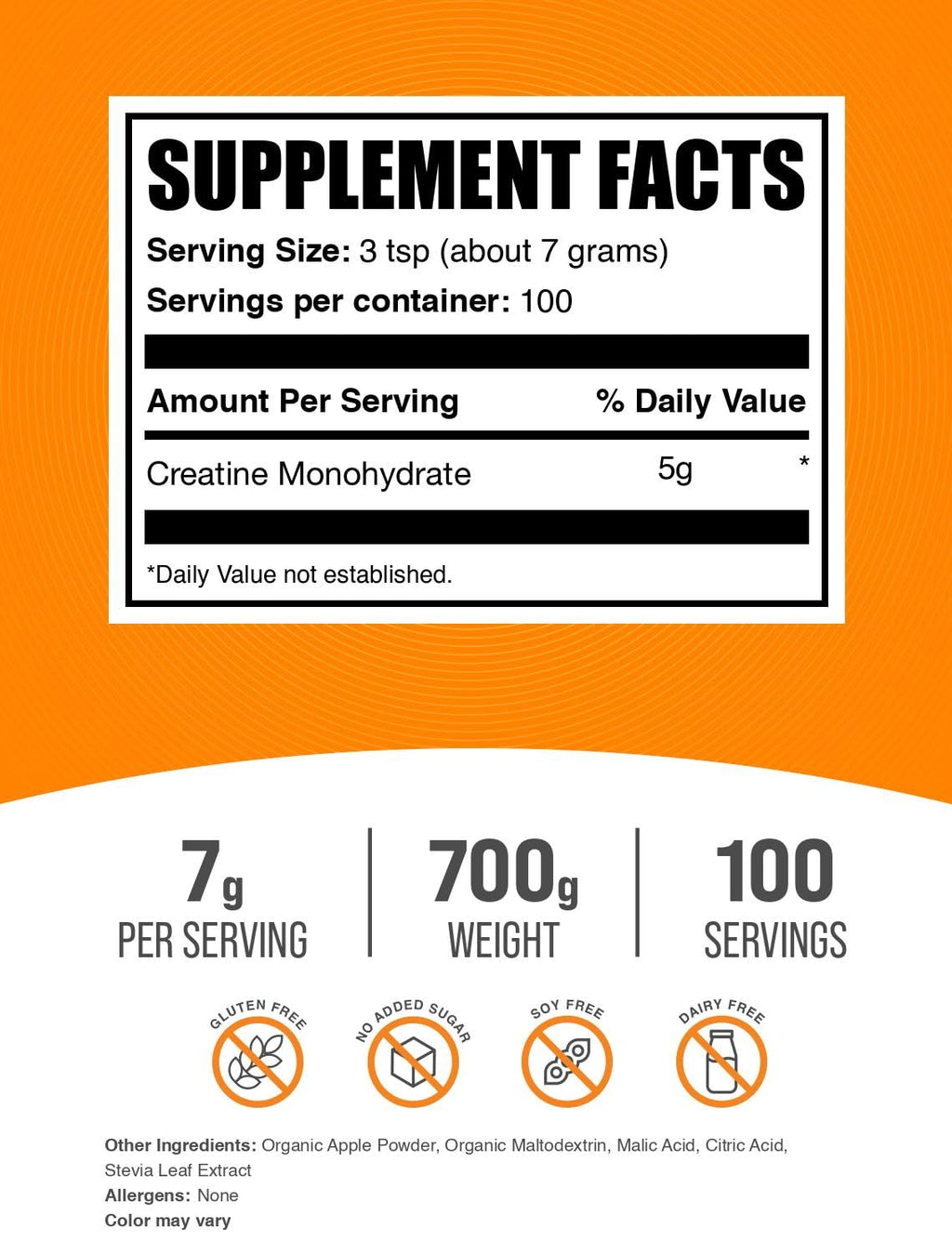 Micronized Creatine Monohydrate Powder, Sour Green Apple, 700g F790443