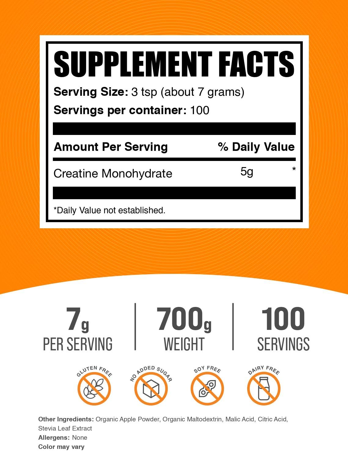 Micronized Creatine Monohydrate Powder, Sour Green Apple, 700g F790443