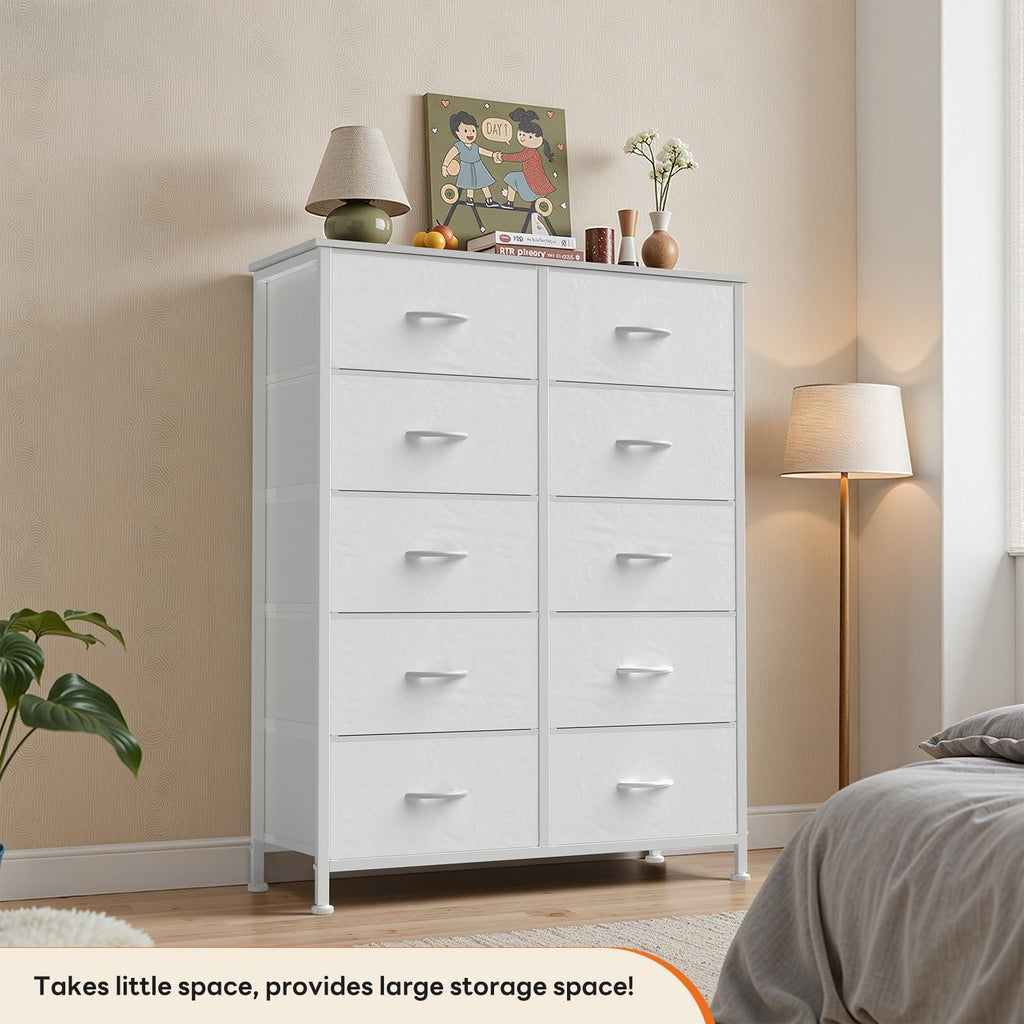 White 10 Drawer Tall Dresser K955807