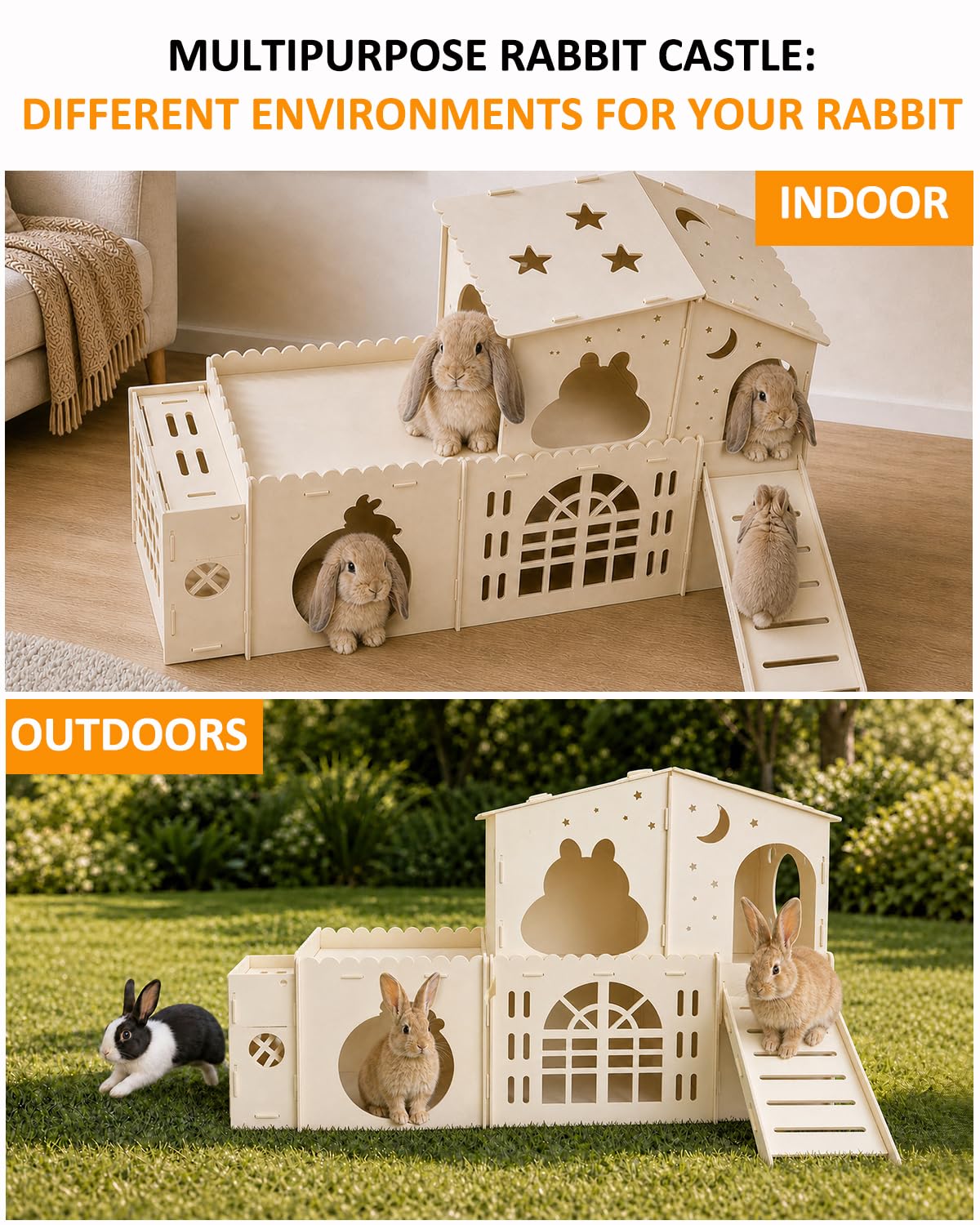 2-Story Wooden Rabbit House J454