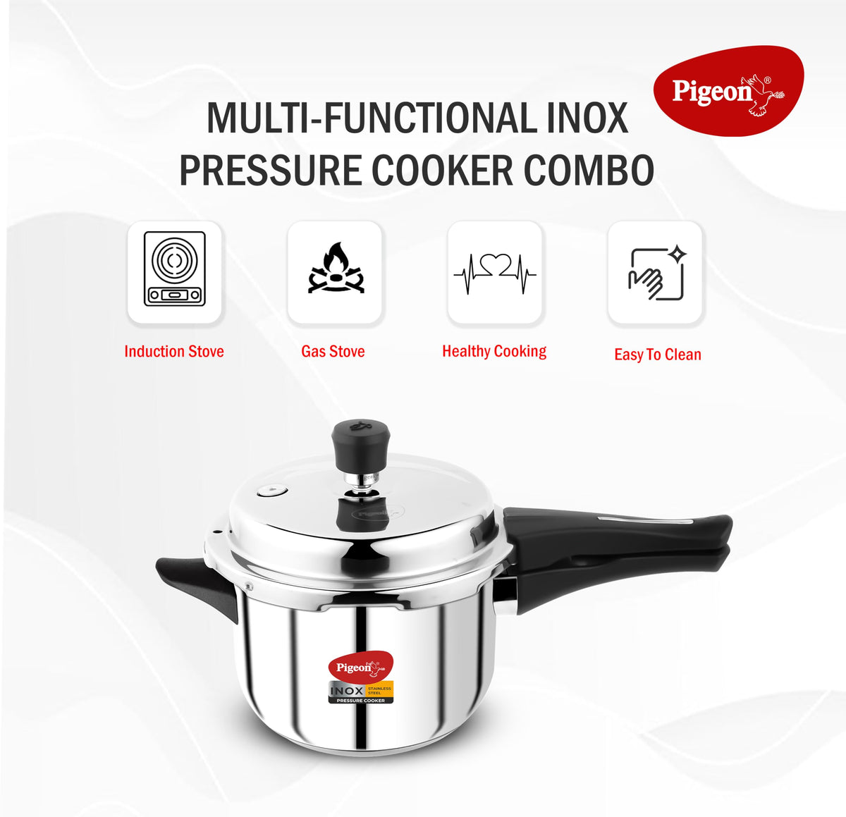 Stainless Steel Pressure Cooker Combo with Induction Base, Outer Lid 2 Liter and 3 Liter F401740