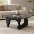 Glass Coffee Table with Wood Grain Base Z983
