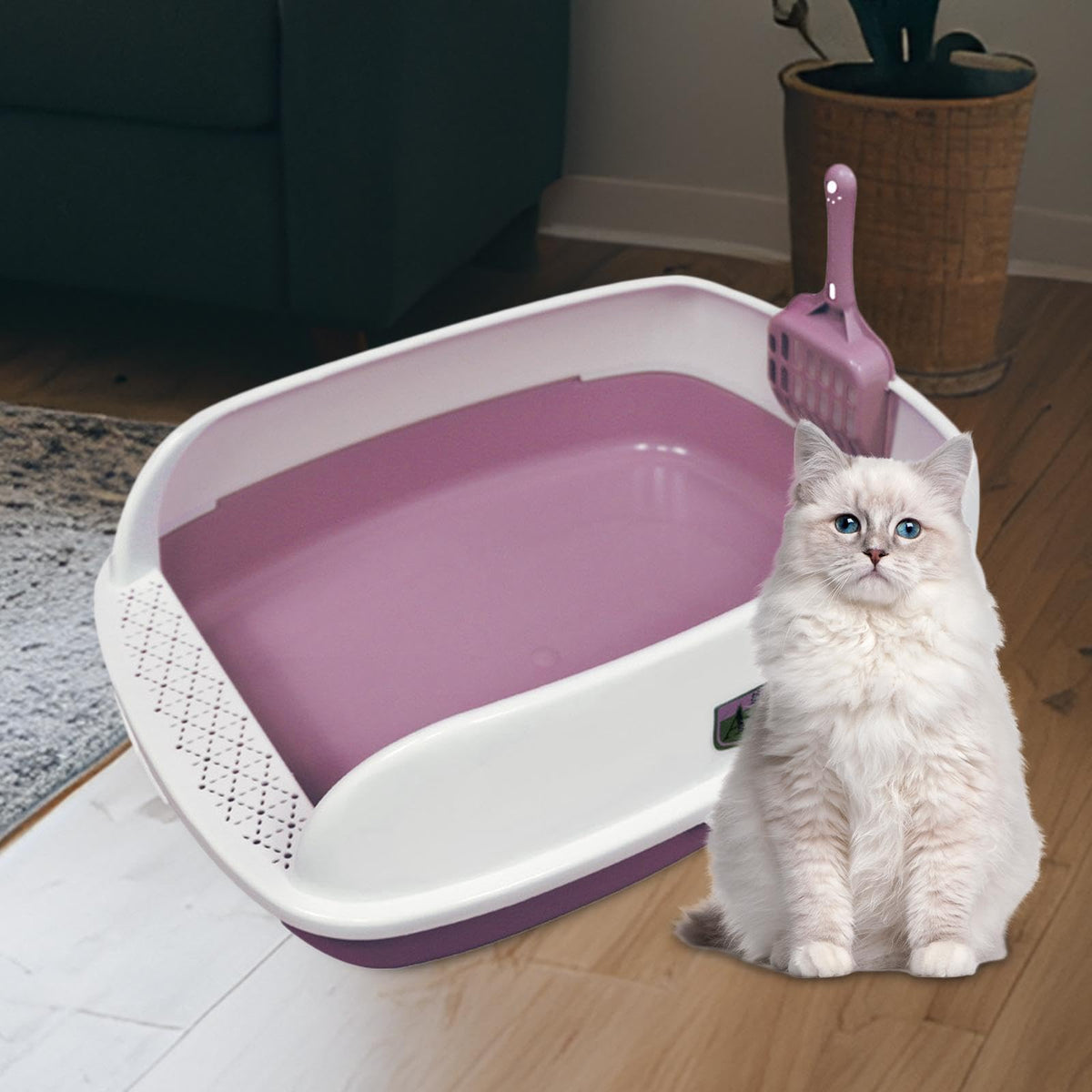 Pink High Sided Cat Litter Box S326577